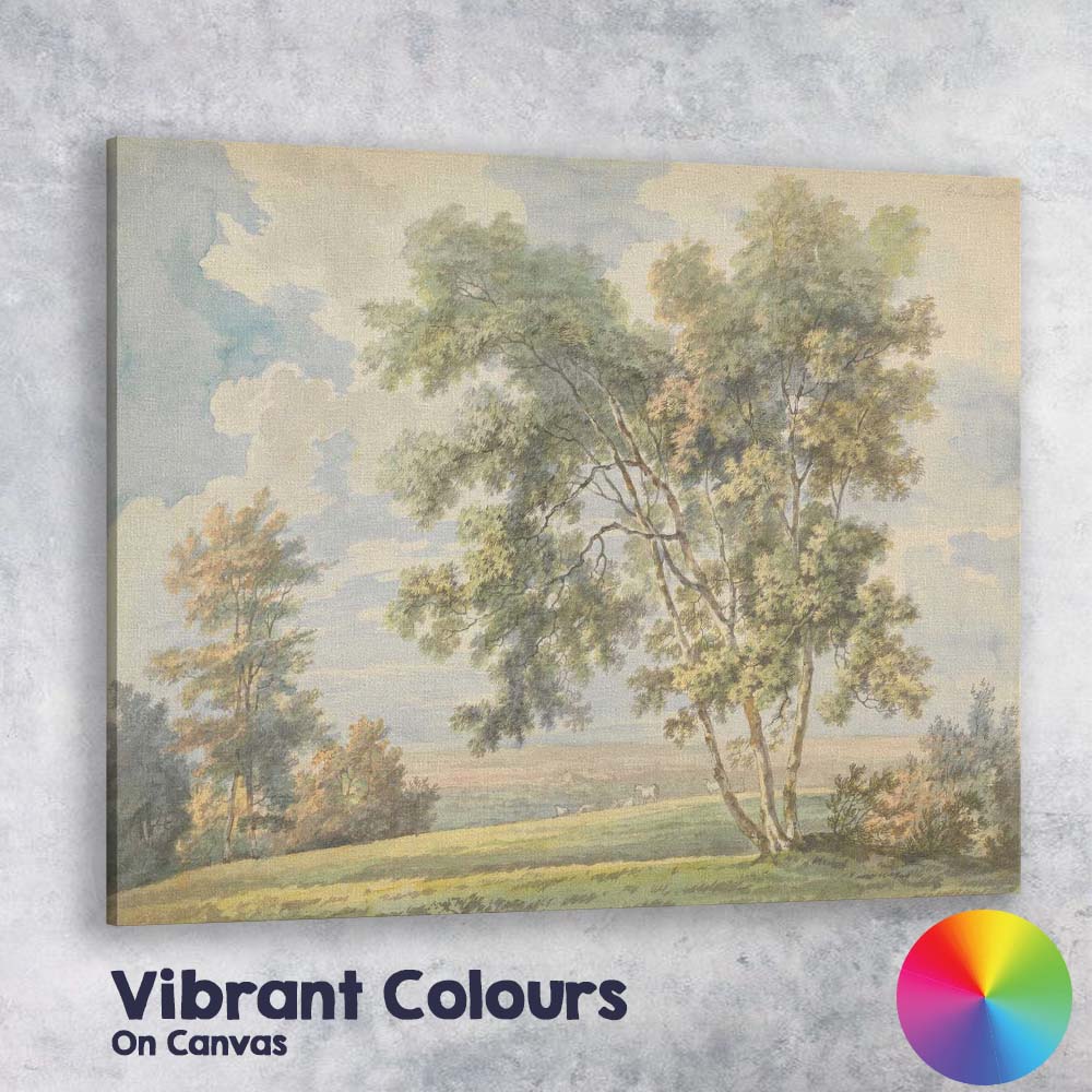 Pastoral Woodland Meadow Trees Watercolour Landscape Canvas Wall Art Print Decor Picture Ready to Hang