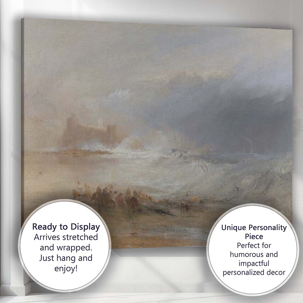Dramatic Stormy Coast Shipwreck Rescue Maritime Painting Canvas Wall Art Print Decor Picture Ready to Hang