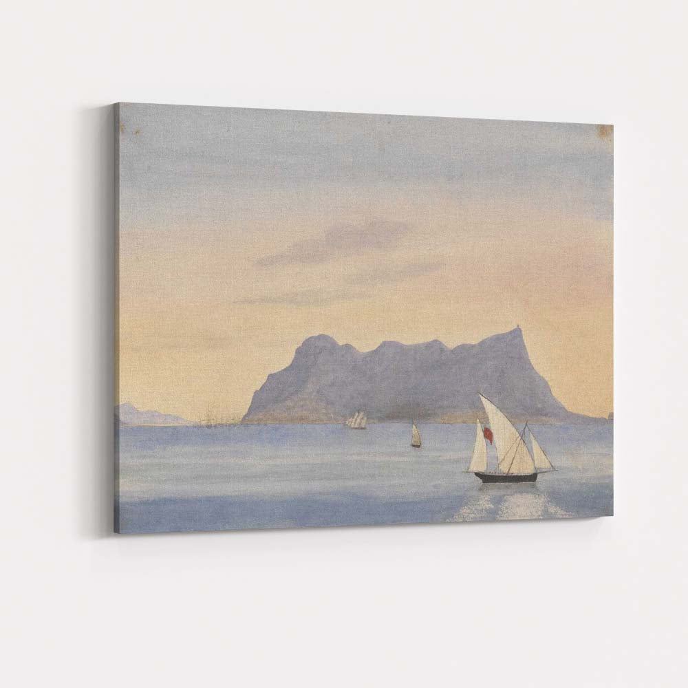 Peaceful Coastal Mountain Bay Sailing Boat Watercolour Canvas Wall Art Print Decor Picture Ready to Hang