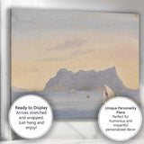 Peaceful Coastal Mountain Bay Sailing Boat Watercolour Canvas Wall Art Print Decor Picture Ready to Hang