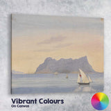 Peaceful Coastal Mountain Bay Sailing Boat Watercolour Canvas Wall Art Print Decor Picture Ready to Hang