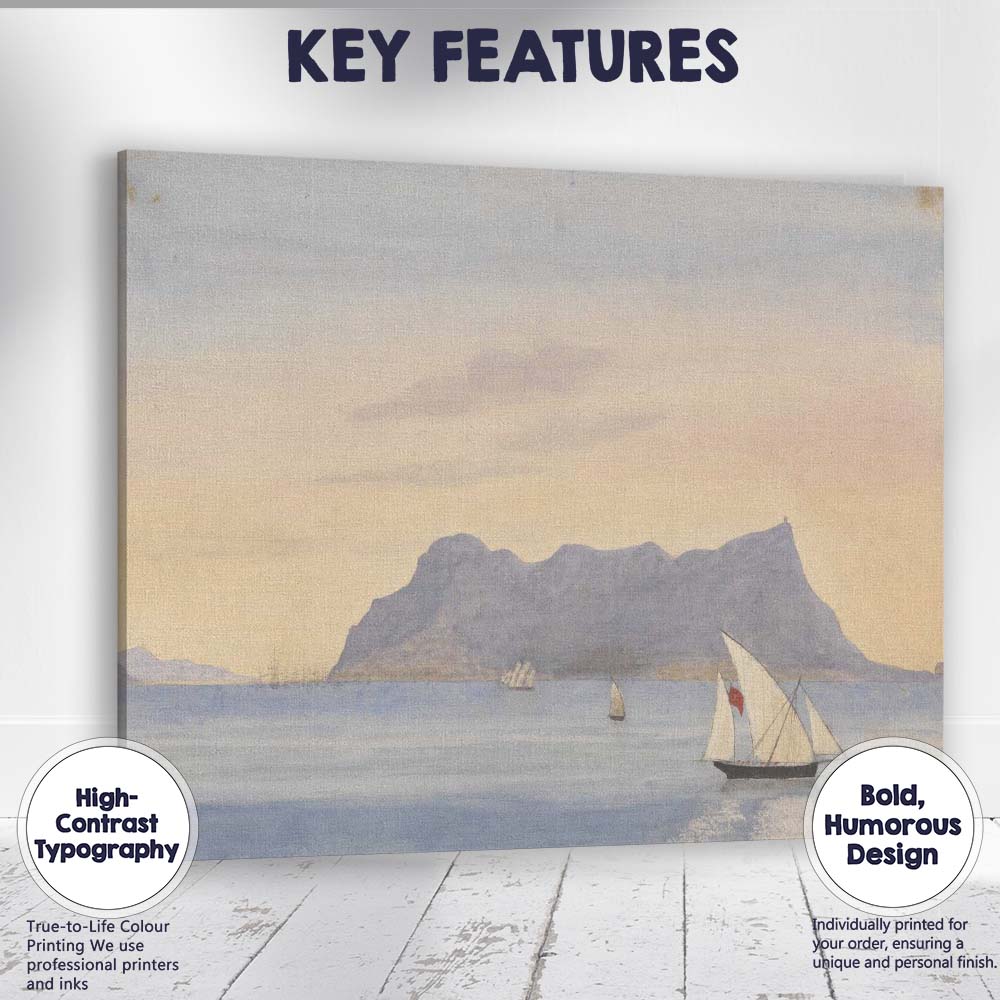 Peaceful Coastal Mountain Bay Sailing Boat Watercolour Canvas Wall Art Print Decor Picture Ready to Hang