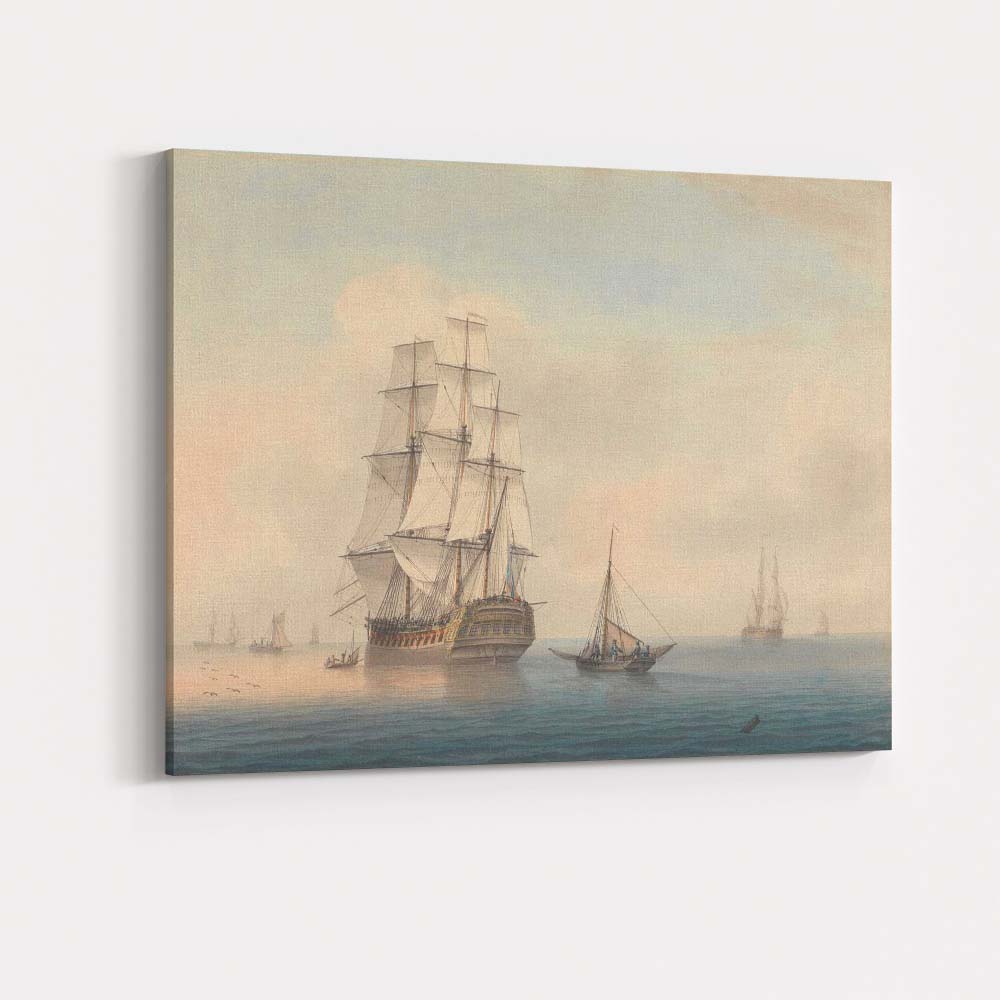 Historic Sailing Ship Calm Sea Maritime Watercolour Coastal Artwork Canvas Wall Art Print Decor Picture Ready to Hang