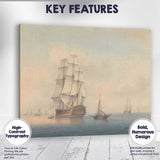 Historic Sailing Ship Calm Sea Maritime Watercolour Coastal Artwork Canvas Wall Art Print Decor Picture Ready to Hang