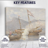 Naval Battle Ships Watercolour Historic Maritime Seascape Canvas Wall Art Print Decor Picture Ready to Hang