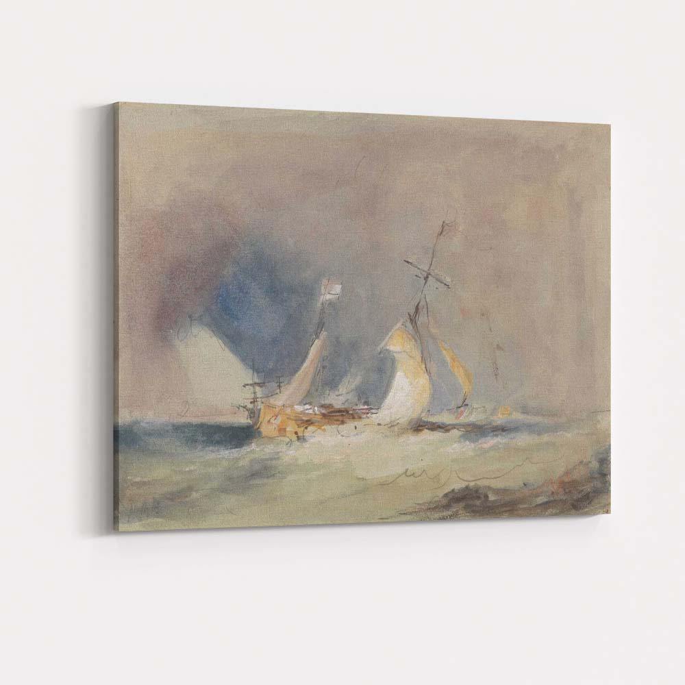 Impressionist Sailing Vessel Seascape Watercolour Maritime Study Canvas Wall Art Print Decor Picture Ready to Hang