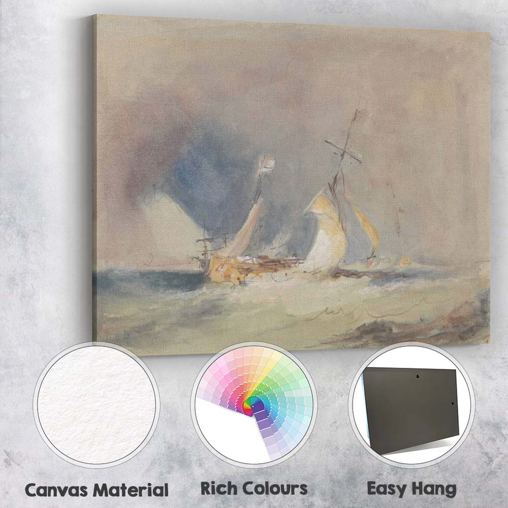 Impressionist Sailing Vessel Seascape Watercolour Maritime Study Canvas Wall Art Print Decor Picture Ready to Hang