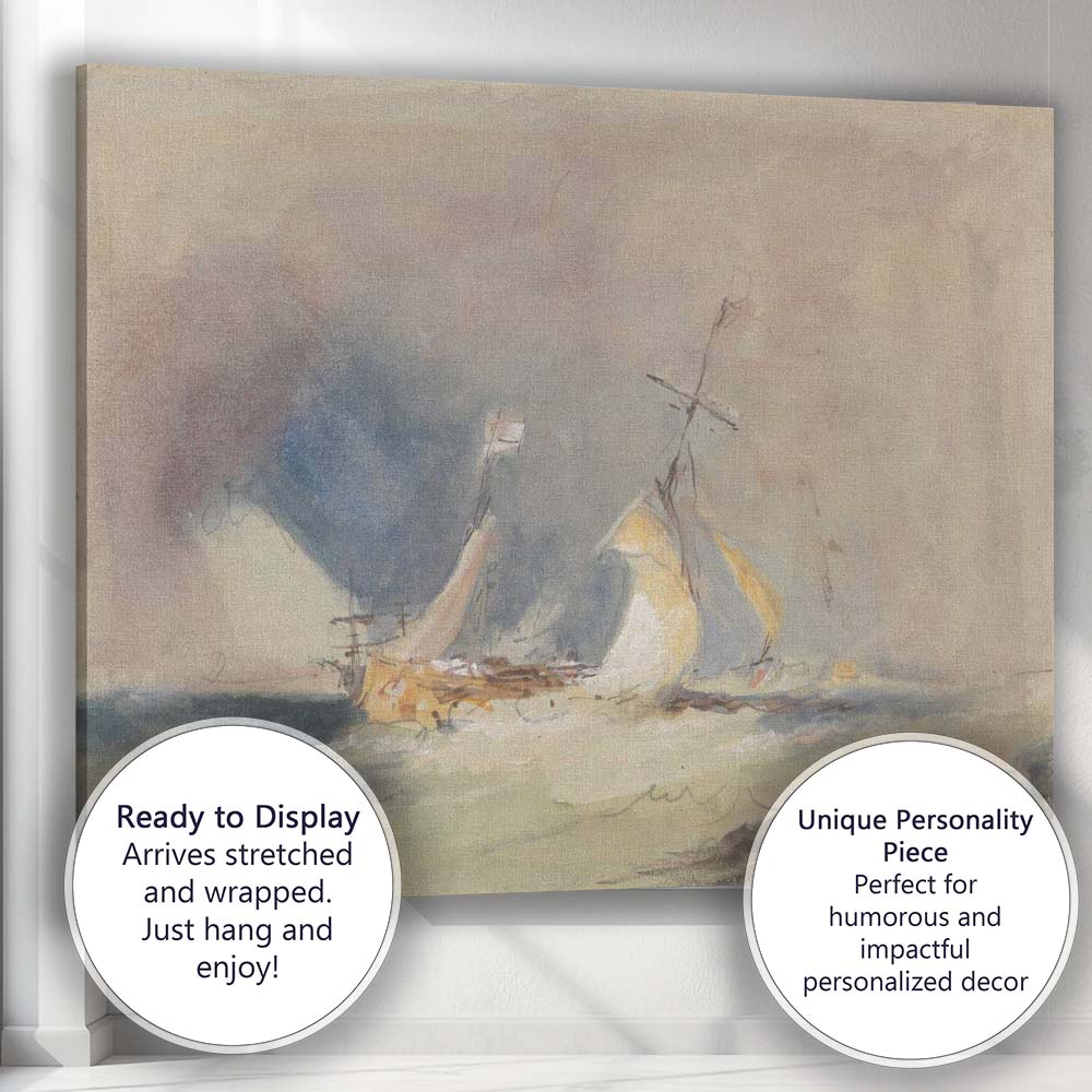 Impressionist Sailing Vessel Seascape Watercolour Maritime Study Canvas Wall Art Print Decor Picture Ready to Hang