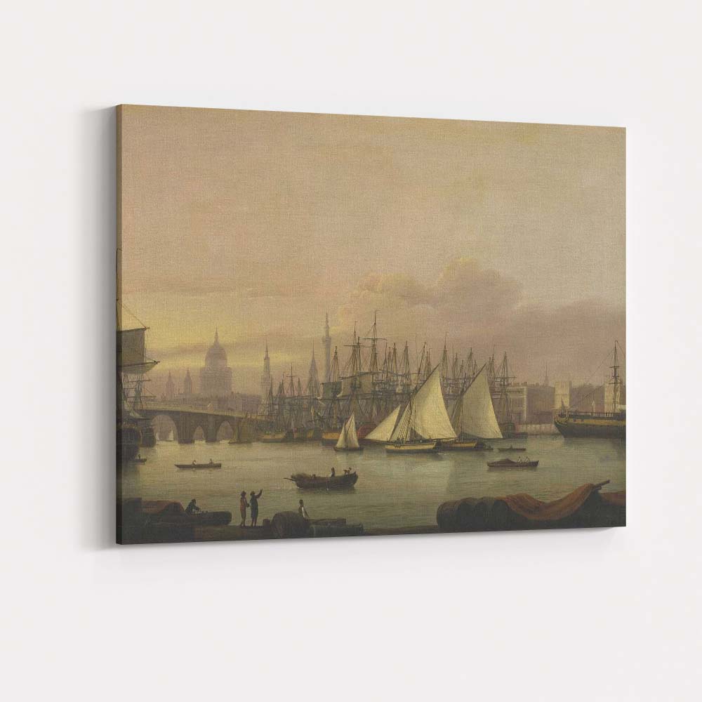 Victorian London River Thames Harbour Maritime Cityscape Canvas Wall Art Print Decor Picture Ready to Hang