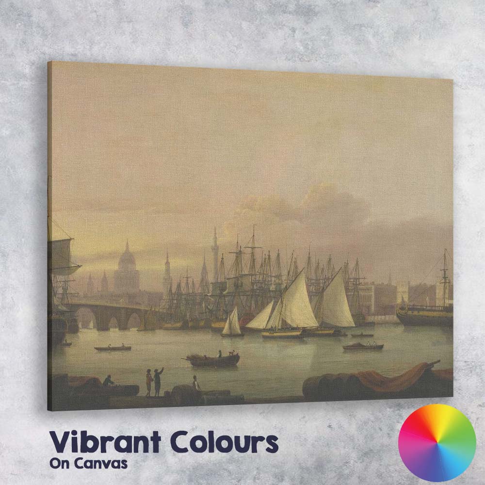 Victorian London River Thames Harbour Maritime Cityscape Canvas Wall Art Print Decor Picture Ready to Hang
