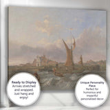 Traditional Fishing Smacks in Windy Harbour Seascape Canvas Wall Art Print Decor Picture Ready to Hang