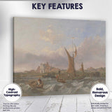 Traditional Fishing Smacks in Windy Harbour Seascape Canvas Wall Art Print Decor Picture Ready to Hang