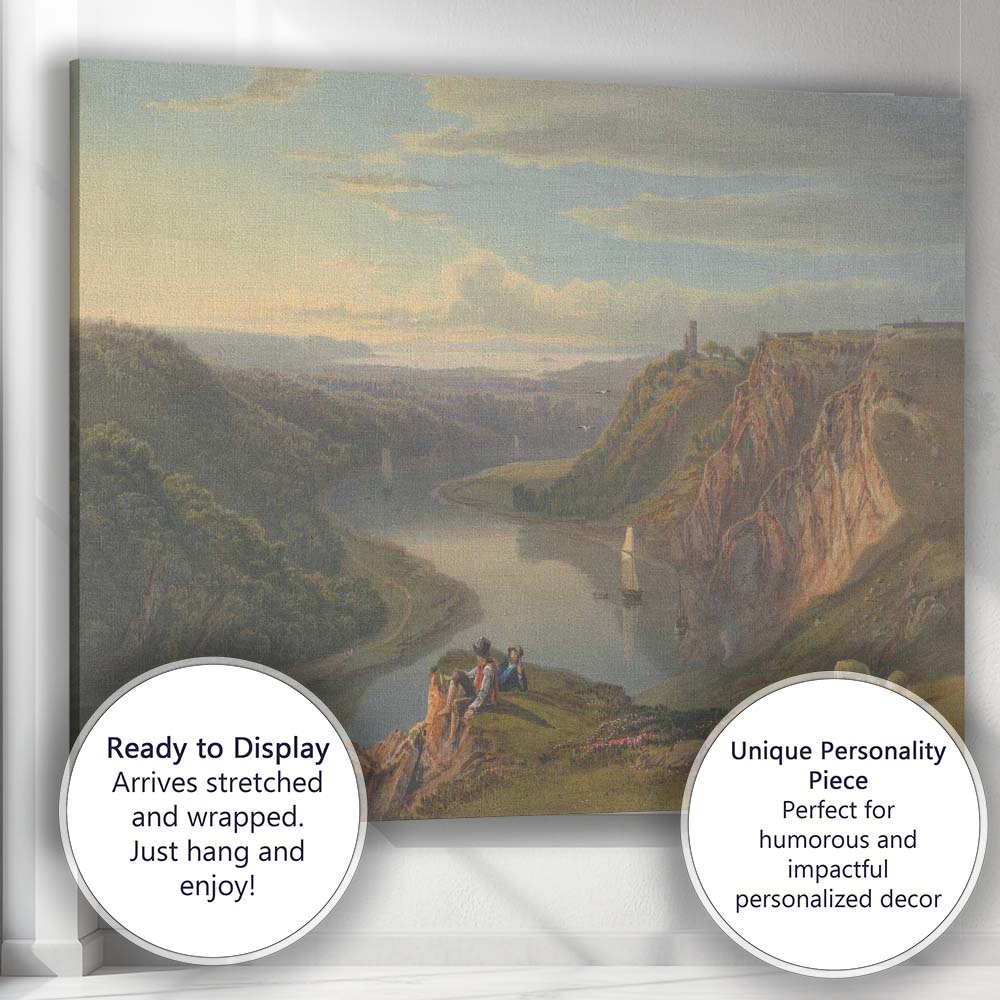 Scenic River Gorge and Limestone Cliffs Landscape Painting Canvas Wall Art Print Decor Picture Ready to Hang