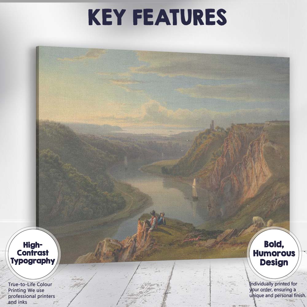 Scenic River Gorge and Limestone Cliffs Landscape Painting Canvas Wall Art Print Decor Picture Ready to Hang