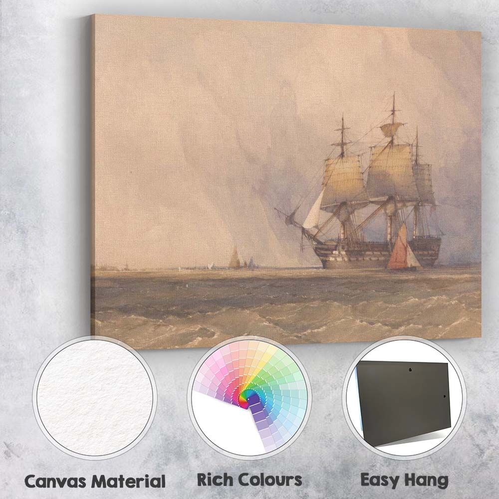 Majestic Tall Ship on Open Sea Nautical Watercolour Canvas Wall Art Print Decor Picture Ready to Hang