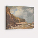 Picturesque Coastal Village and Rocky Shore Seascape Canvas Wall Art Print Decor Picture Ready to Hang