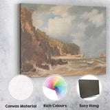Picturesque Coastal Village and Rocky Shore Seascape Canvas Wall Art Print Decor Picture Ready to Hang