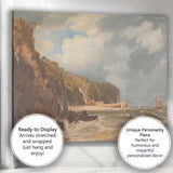 Picturesque Coastal Village and Rocky Shore Seascape Canvas Wall Art Print Decor Picture Ready to Hang