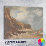Picturesque Coastal Village and Rocky Shore Seascape Canvas Wall Art Print Decor Picture Ready to Hang