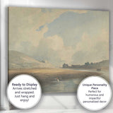 Peaceful Estuary Sandbanks and Distant Castle Watercolour Canvas Wall Art Print Decor Picture Ready to Hang