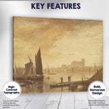 Golden Sepia Harbour Sailing Boats Cathedral Riverside Canvas Wall Art Print Decor Picture Ready to Hang