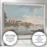 Georgian Thames Riverside Village Harbour Scene Antique Coastal Engraving Canvas Wall Art Print Decor Picture Ready to Hang