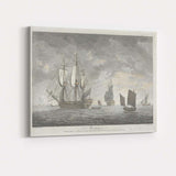 Historic Sailing Ships At Sea Maritime Engraving Seascape Artwork Canvas Wall Art Print Decor Picture Ready to Hang