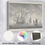 Historic Sailing Ships At Sea Maritime Engraving Seascape Artwork Canvas Wall Art Print Decor Picture Ready to Hang