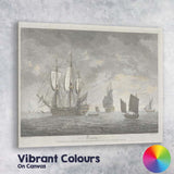 Historic Sailing Ships At Sea Maritime Engraving Seascape Artwork Canvas Wall Art Print Decor Picture Ready to Hang
