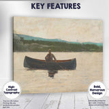 Solitary Angler In Canoe On Tranquil Lake Impressionist Waterscape Painting Canvas Wall Art Print Decor Picture Ready to Hang
