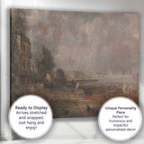 Atmospheric Riverside Celebration With Boats Romantic Riverfront Painting Canvas Wall Art Print Decor Picture Ready to Hang
