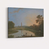 Serene Evening Lake With Pagoda Tower Oriental Landscape Painting Canvas Wall Art Print Decor Picture Ready to Hang