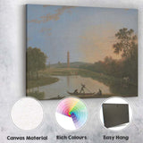 Serene Evening Lake With Pagoda Tower Oriental Landscape Painting Canvas Wall Art Print Decor Picture Ready to Hang