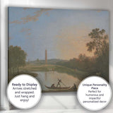 Serene Evening Lake With Pagoda Tower Oriental Landscape Painting Canvas Wall Art Print Decor Picture Ready to Hang