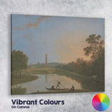 Serene Evening Lake With Pagoda Tower Oriental Landscape Painting Canvas Wall Art Print Decor Picture Ready to Hang