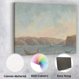 Scenic Fjord Waterway With Rowing Boats Coastal Watercolour Artwork Canvas Wall Art Print Decor Picture Ready to Hang