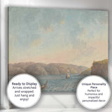Scenic Fjord Waterway With Rowing Boats Coastal Watercolour Artwork Canvas Wall Art Print Decor Picture Ready to Hang