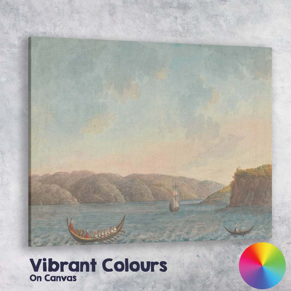 Scenic Fjord Waterway With Rowing Boats Coastal Watercolour Artwork Canvas Wall Art Print Decor Picture Ready to Hang