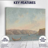 Scenic Fjord Waterway With Rowing Boats Coastal Watercolour Artwork Canvas Wall Art Print Decor Picture Ready to Hang