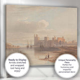 Historic Castle Harbour Reflection Waterside Watercolour Landscape Canvas Wall Art Print Decor Picture Ready to Hang