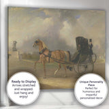 Elegant Horse Drawn Carriage Regency Portrait Scene Painting Canvas Wall Art Print Decor Picture Ready to Hang