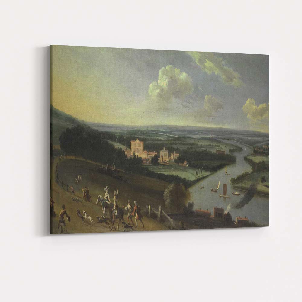 Panoramic River Estate With Sailing Boats Countryside Vista Painting Canvas Wall Art Print Decor Picture Ready to Hang