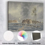 Stormy Tropical Island Coast With Palm Trees Maritime Watercolour Canvas Wall Art Print Decor Picture Ready to Hang