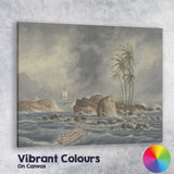 Stormy Tropical Island Coast With Palm Trees Maritime Watercolour Canvas Wall Art Print Decor Picture Ready to Hang