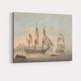 Historic Naval Sailing Ships Coastal Harbour Watercolour Maritime Artwork Canvas Wall Art Print Decor Picture Ready to Hang