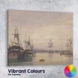 Misty Harbour Sailing Vessels Dawn Light Impressionist Seascape Canvas Wall Art Print Decor Picture Ready to Hang