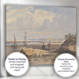 Coastal Estuary Sailing Ship Calm Shoreline Watercolour Landscape Canvas Wall Art Print Decor Picture Ready to Hang