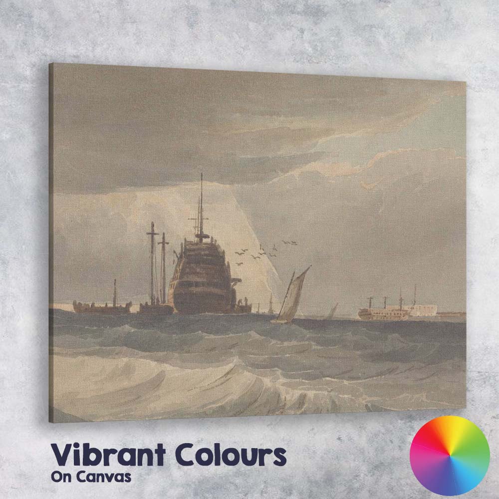 Stormy Sea Naval Warship Maritime Watercolour Coastal Artwork Canvas Wall Art Print Decor Picture Ready to Hang