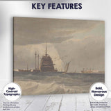 Stormy Sea Naval Warship Maritime Watercolour Coastal Artwork Canvas Wall Art Print Decor Picture Ready to Hang