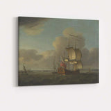 Dutch Golden Age Sailing Ship Coastal Harbour Scene Canvas Wall Art Print Decor Picture Ready to Hang